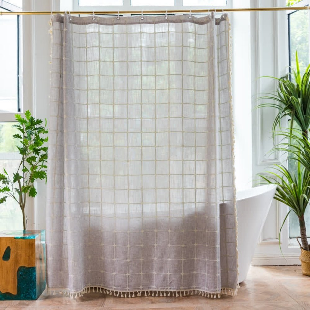 Cottonhaven Shower Curtain-Soft cotton shower curtain with fringes for cozy bathrooms 10