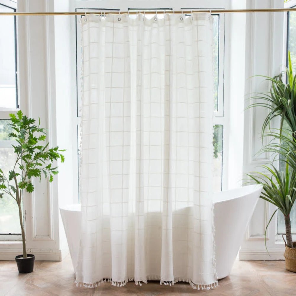 Cottonhaven Shower Curtain-Soft cotton shower curtain with fringes for cozy bathrooms 7