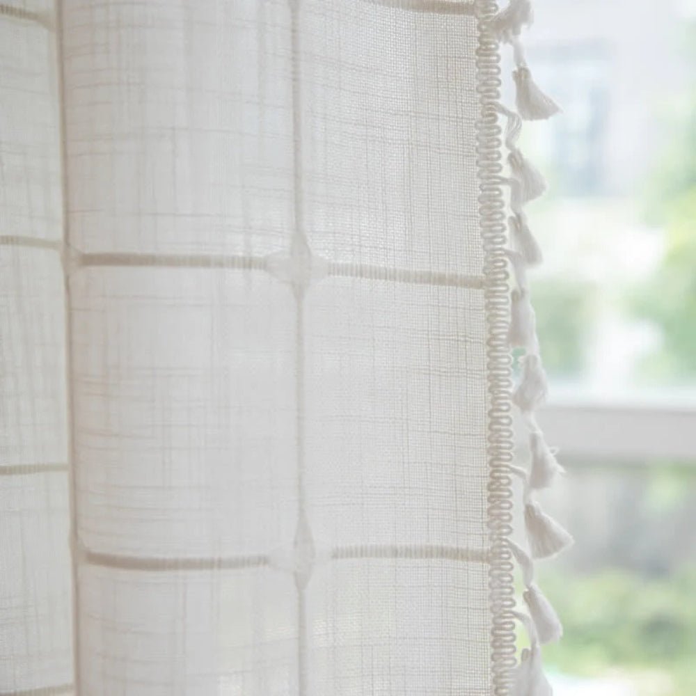 Cottonhaven Shower Curtain-Soft cotton shower curtain with fringes for cozy bathrooms 3