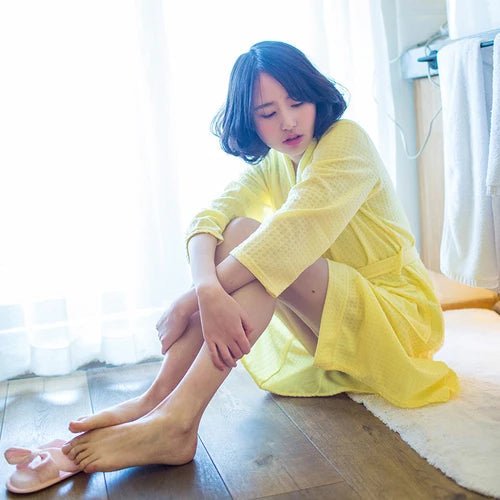 CottonWave – Peignoir de bain gaufré unisexe en polyester