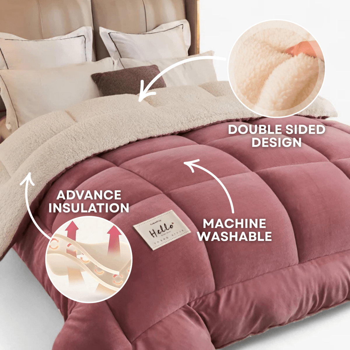 Coperta da camera da letto CozyDream - Comfort di lusso su due lati per un sonno profondo e riposante