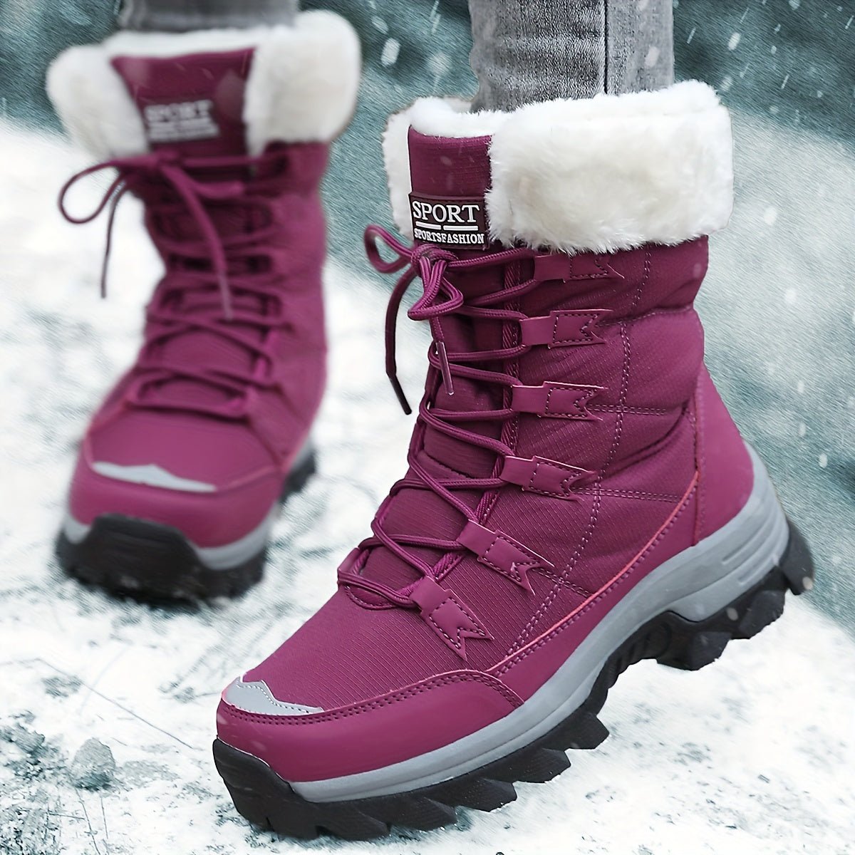 Women's Winter Boots - Stylish Ankle Boots with Warm Lining & Non-Slip Sole 8