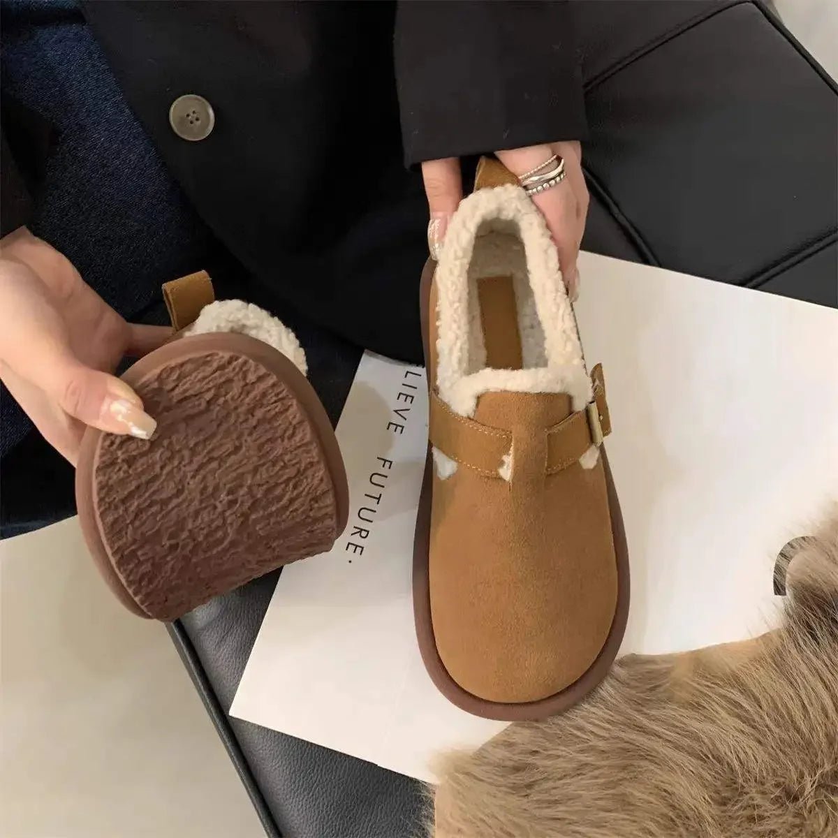 COZYKICK – Retro Slip-On Sneakers with Plush Fleece Comfort 2