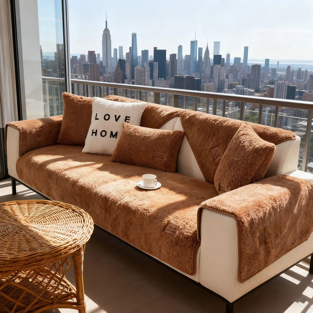 WOOLNEST – plush lamb wool sofa cover for warmth & protection 1