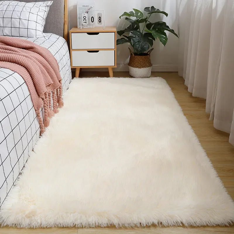 Cozy Cream White Woolen Rug - Soft Modern Area Rug for Living Room & Bedroom 11