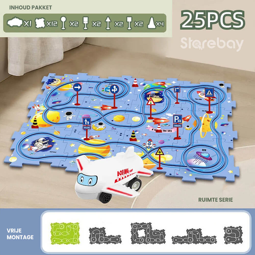 CreativeCraft Rompecabezas – Construye Tu Propia Pista de Carreras – Juguete Educativo para el Desarrollo de Habilidades Motoras en Niños