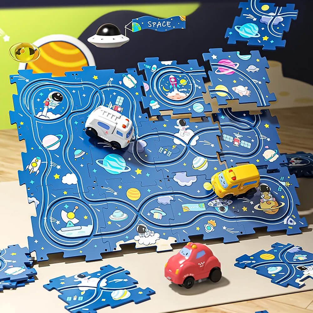 Puzzle CreativeCraft - Construisez votre propre piste de course - Jouet d'apprentissage de la motricité pour les enfants