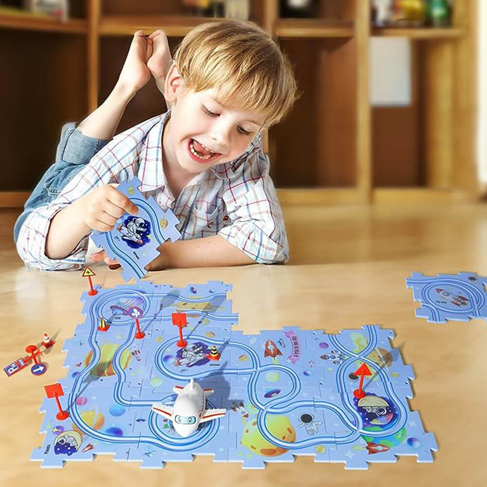 CreativeCraft Rompecabezas – Construye Tu Propia Pista de Carreras – Juguete Educativo para el Desarrollo de Habilidades Motoras en Niños