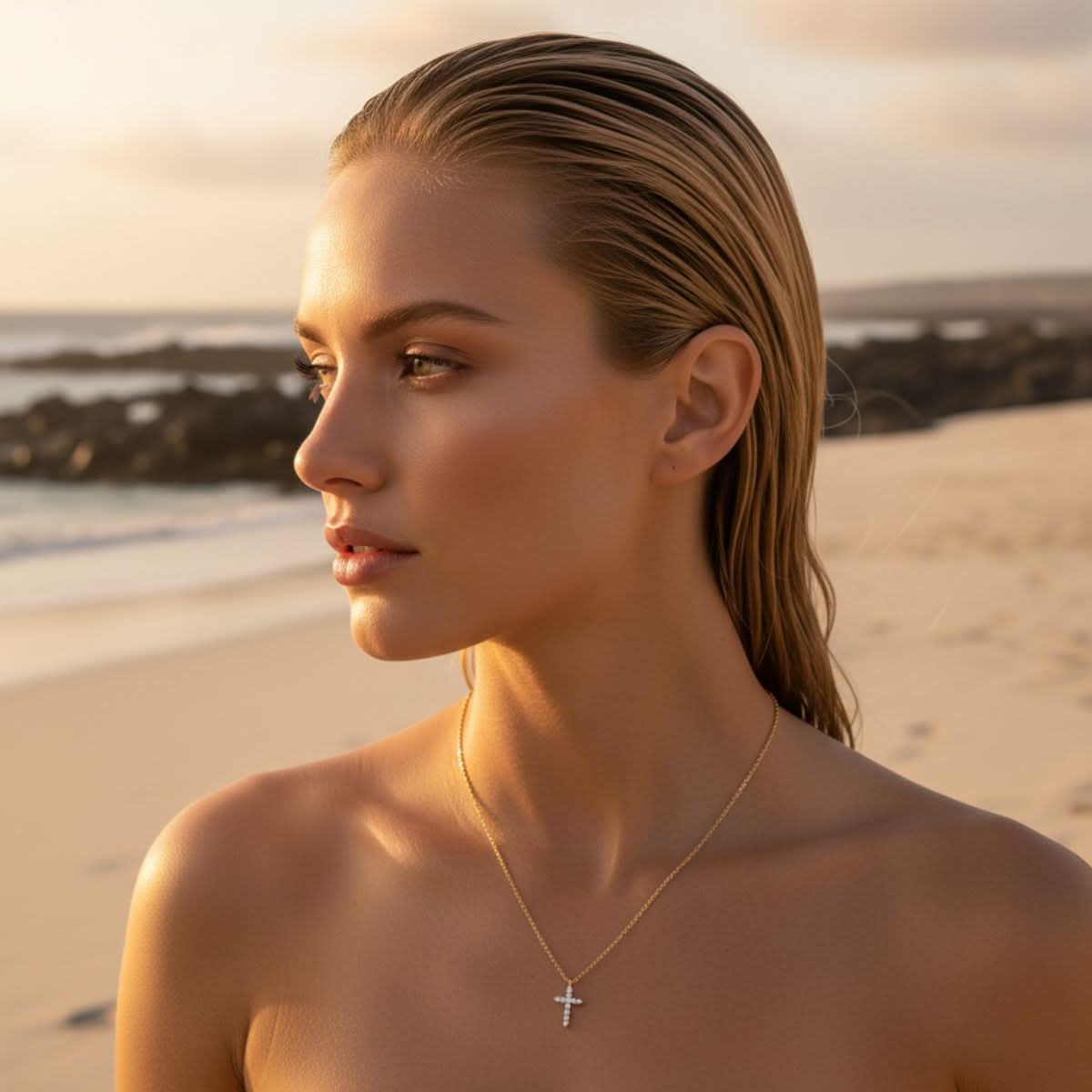 Serene Kruis Hanger Gouden Zilveren Ketting