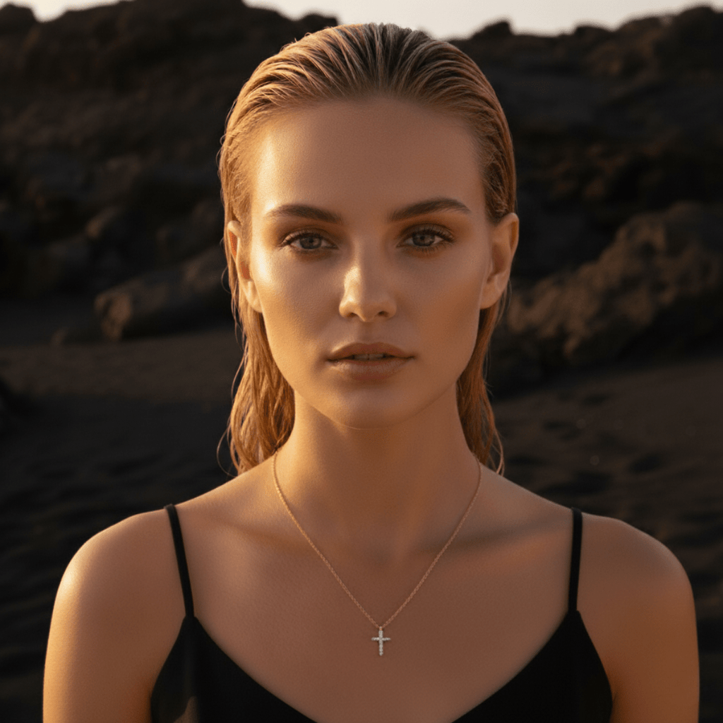 Serene Kruis Hanger Gouden Zilveren Ketting