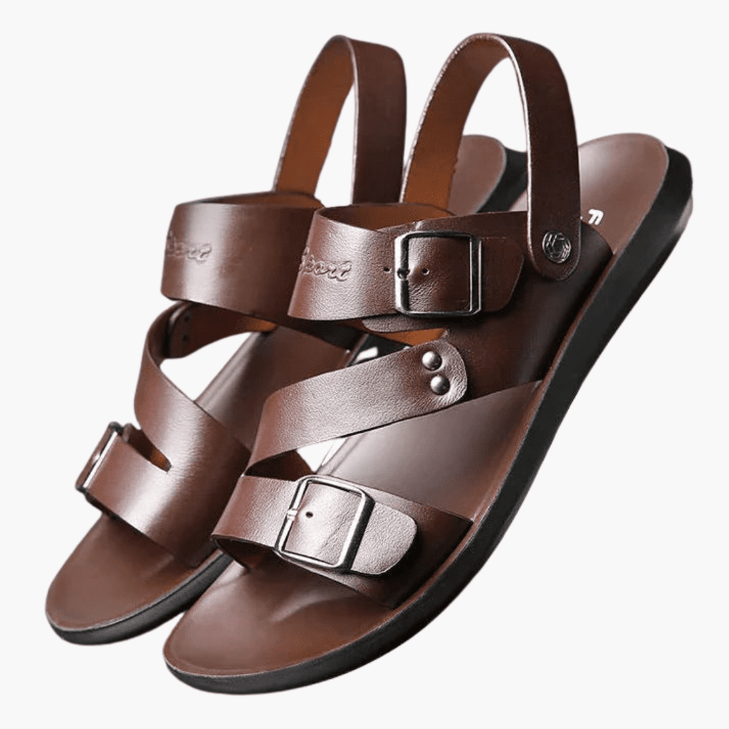 Men's sandals with adjustable strap and crossed strap design 1