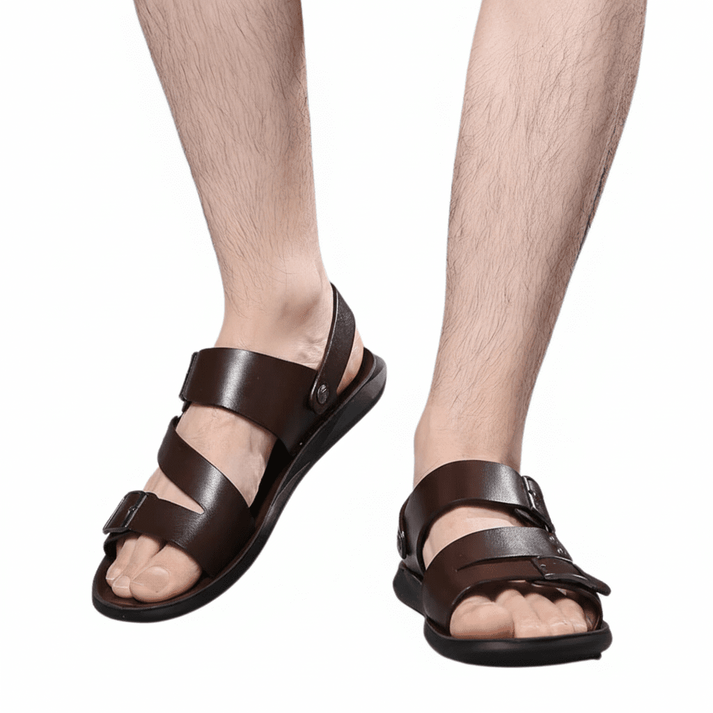 Men's sandals with adjustable strap and crossed strap design 2