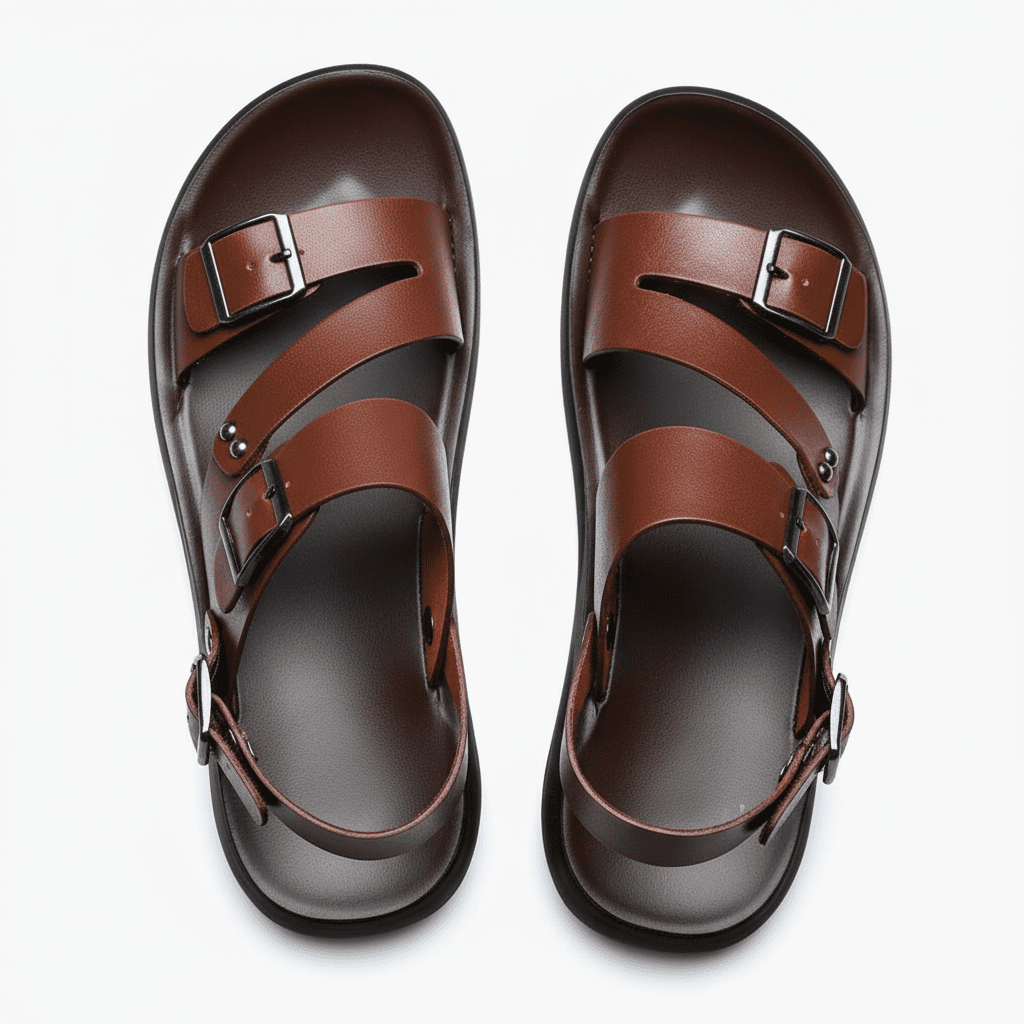 Men's sandals with adjustable strap and crossed strap design 0