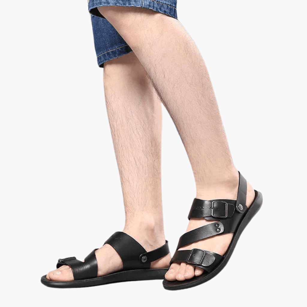 Men's sandals with adjustable strap and crossed strap design 8