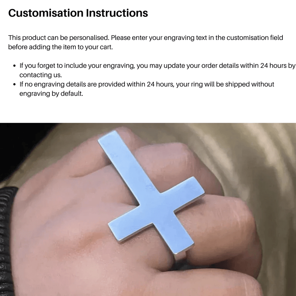 CROSSTERA – Bague à deux doigts en acier inoxydable personnalisable