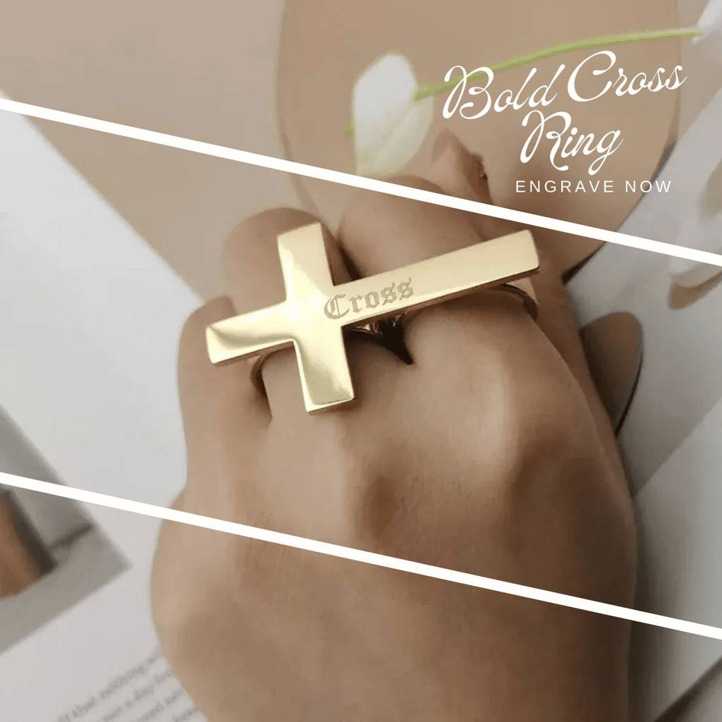 CROSSTERA – Bague à deux doigts en acier inoxydable personnalisable