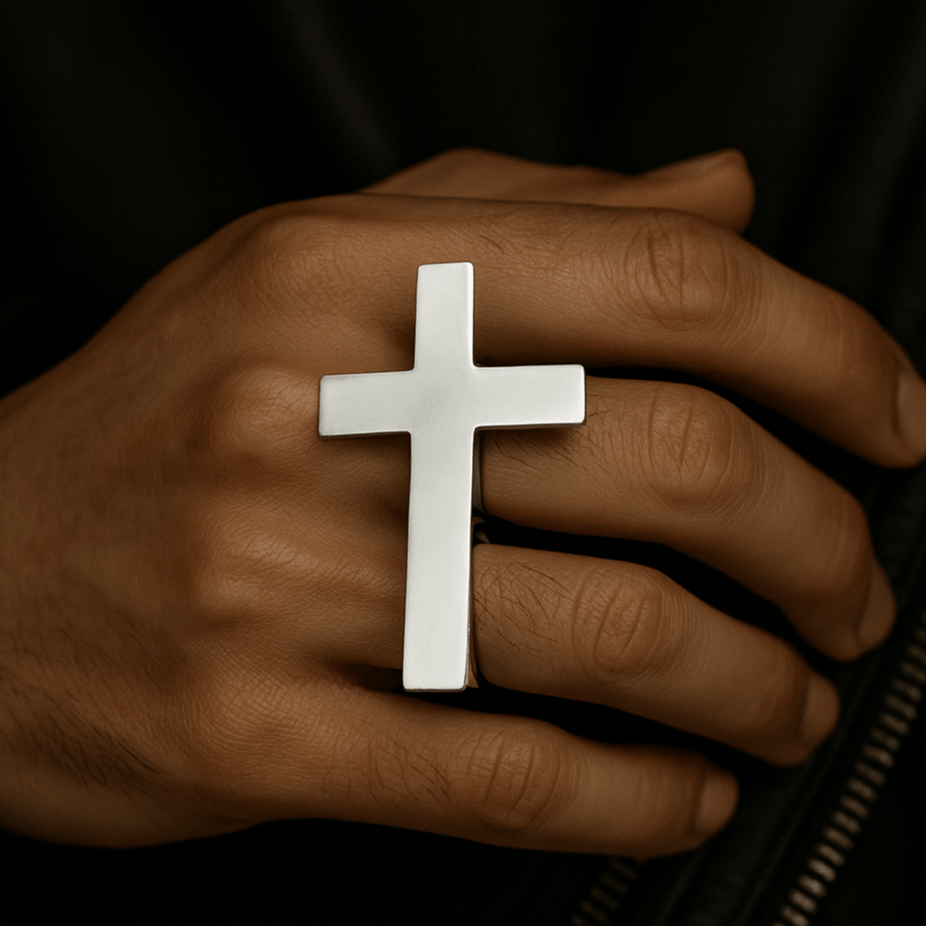 CROSSTERA – Bague à deux doigts en acier inoxydable personnalisable