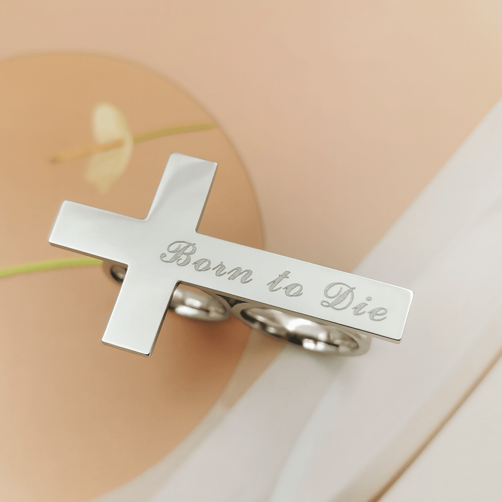 CROSSTERA – Bague à deux doigts en acier inoxydable personnalisable