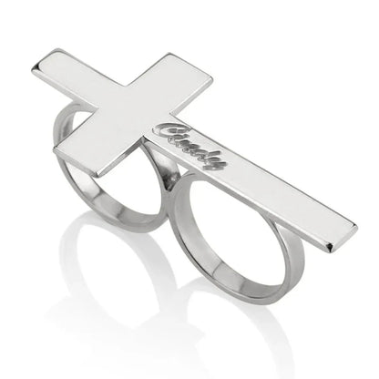 CROSSTERA – Anpassbarer Edelstahl-Zweifingerring