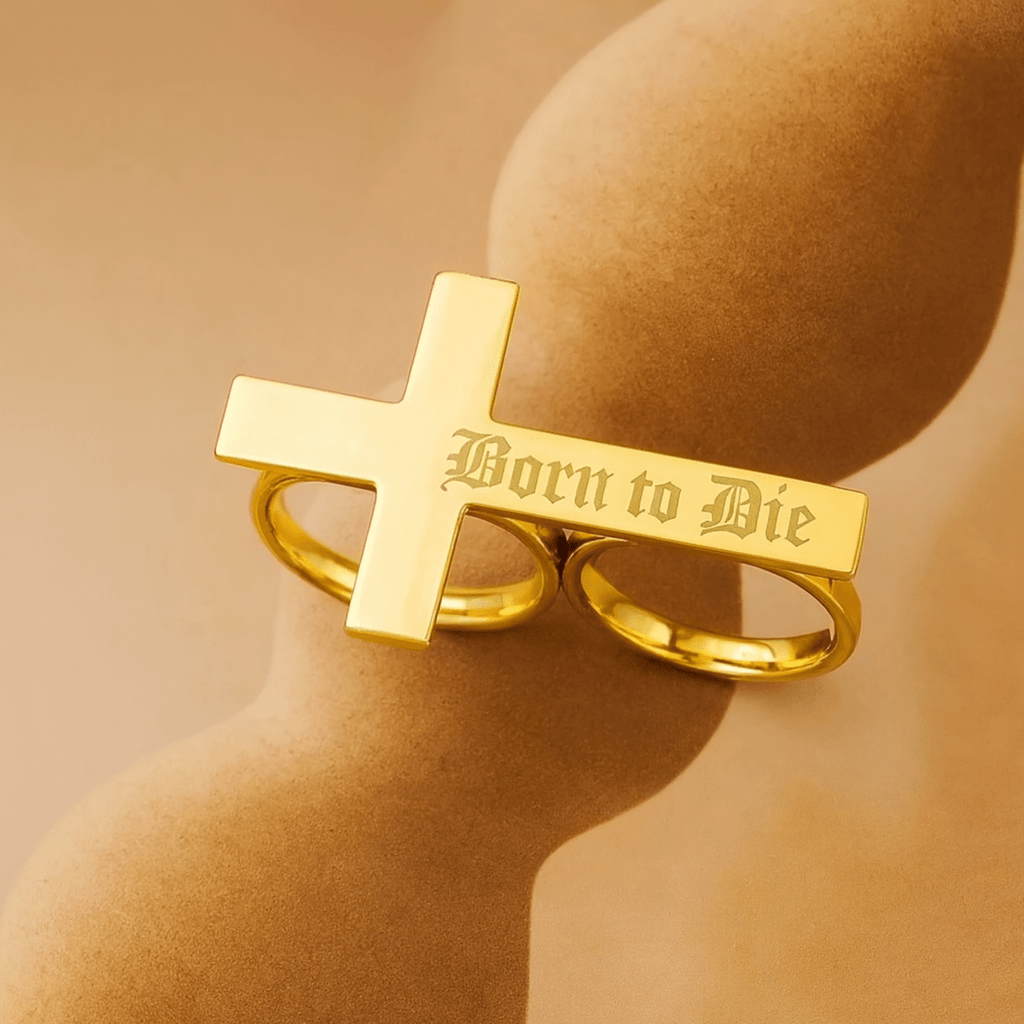 CROSSTERA – Bague à deux doigts en acier inoxydable personnalisable