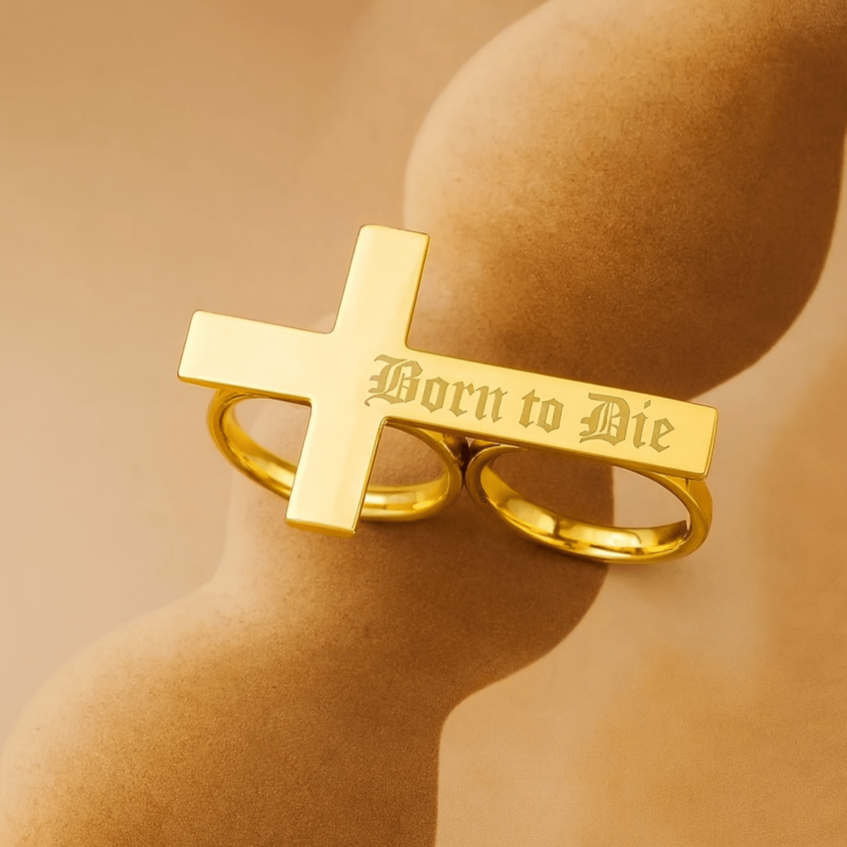 CROSSTERA – Bague à deux doigts en acier inoxydable personnalisable