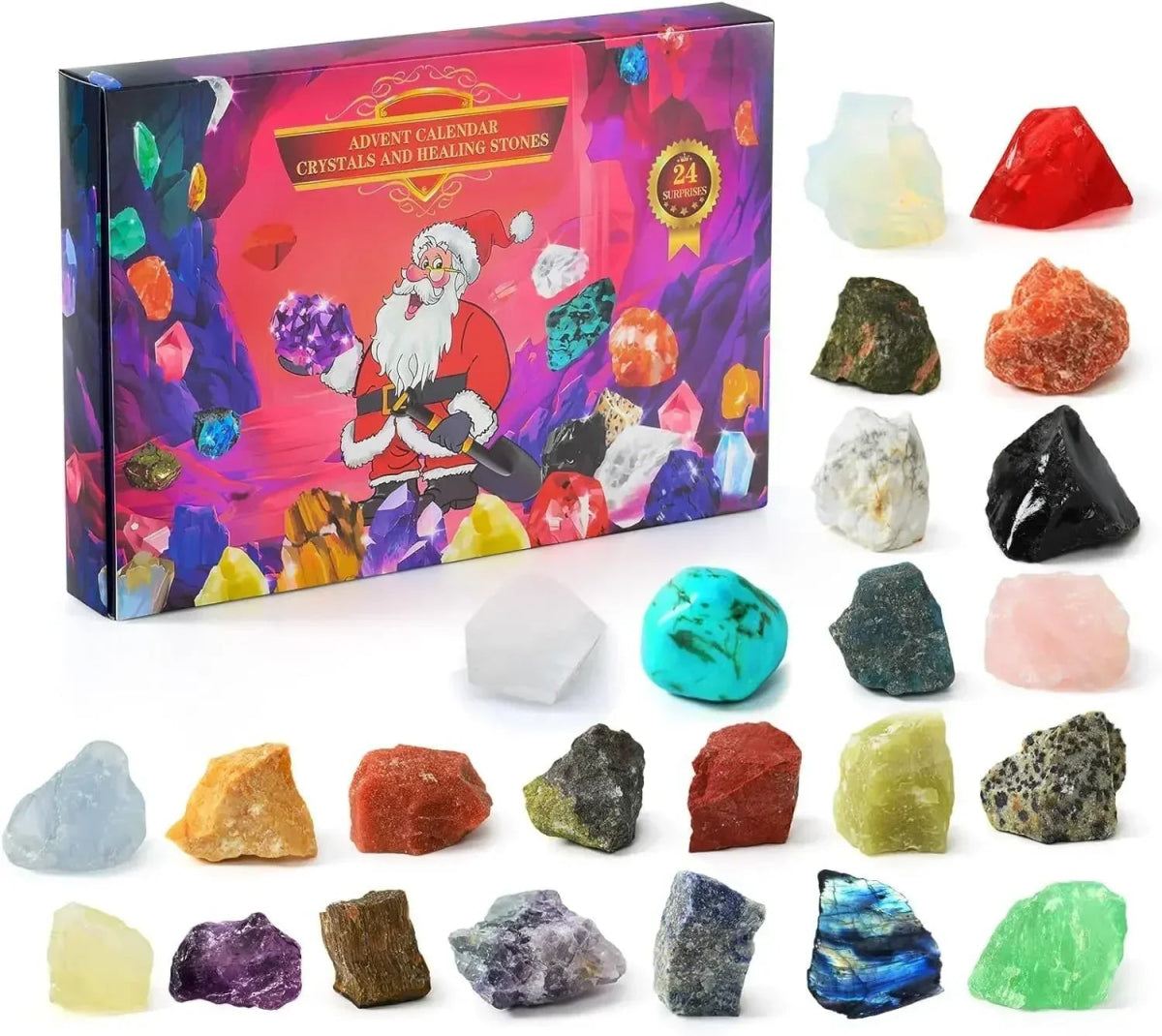 Crystalgems - Calendrier de l'Avent avec 24 pierres précieuses authentiques pour les petits explorateurs et collectionneurs