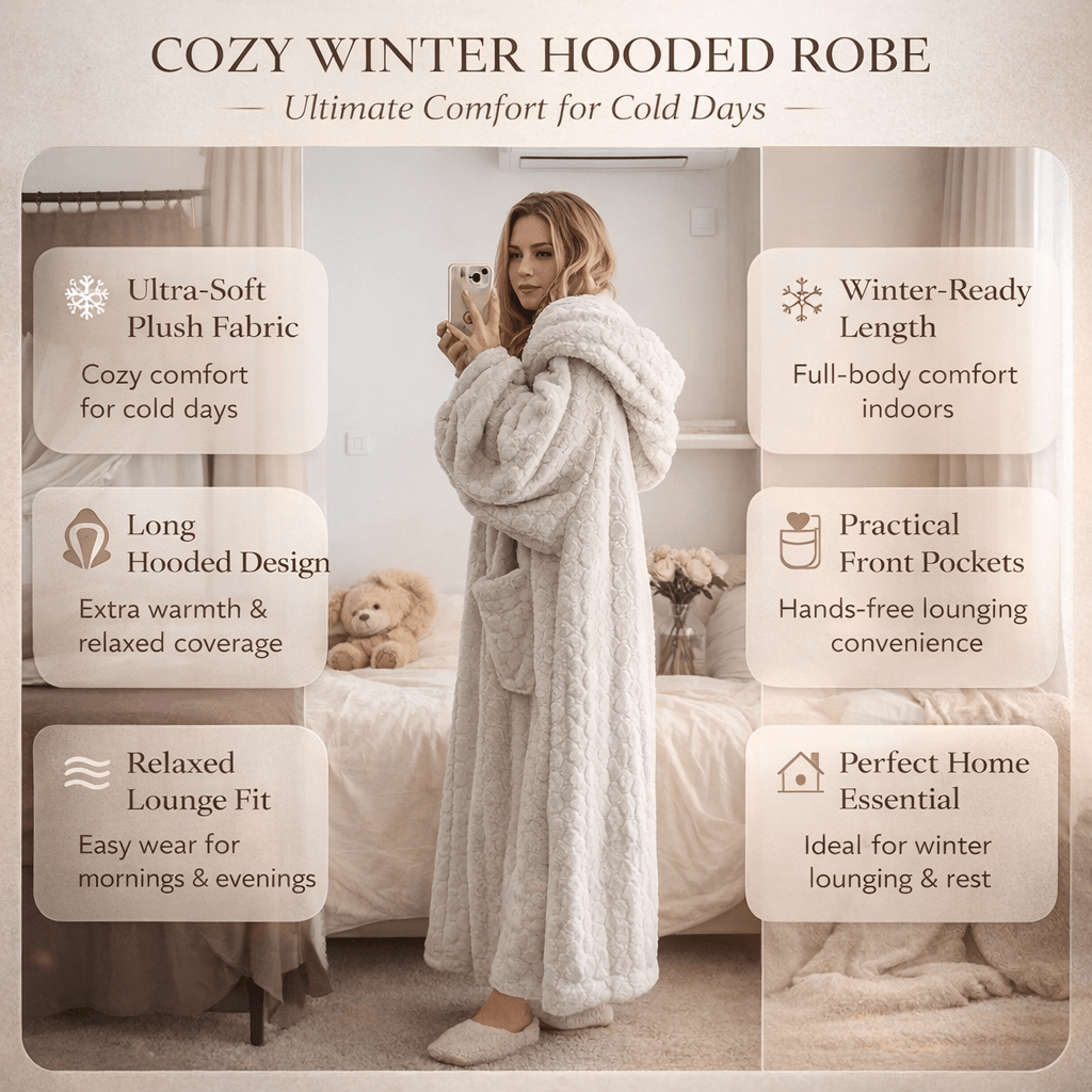 CUDDLEWRAP – Warm Hooded Bathrobe for Women with Pockets