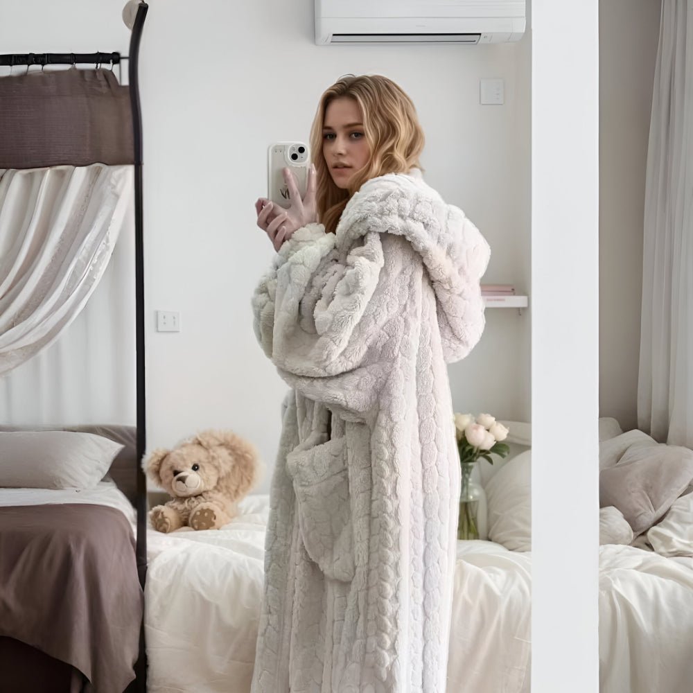 CUDDLEWRAP – Warm Hooded Bathrobe for Women with Pockets