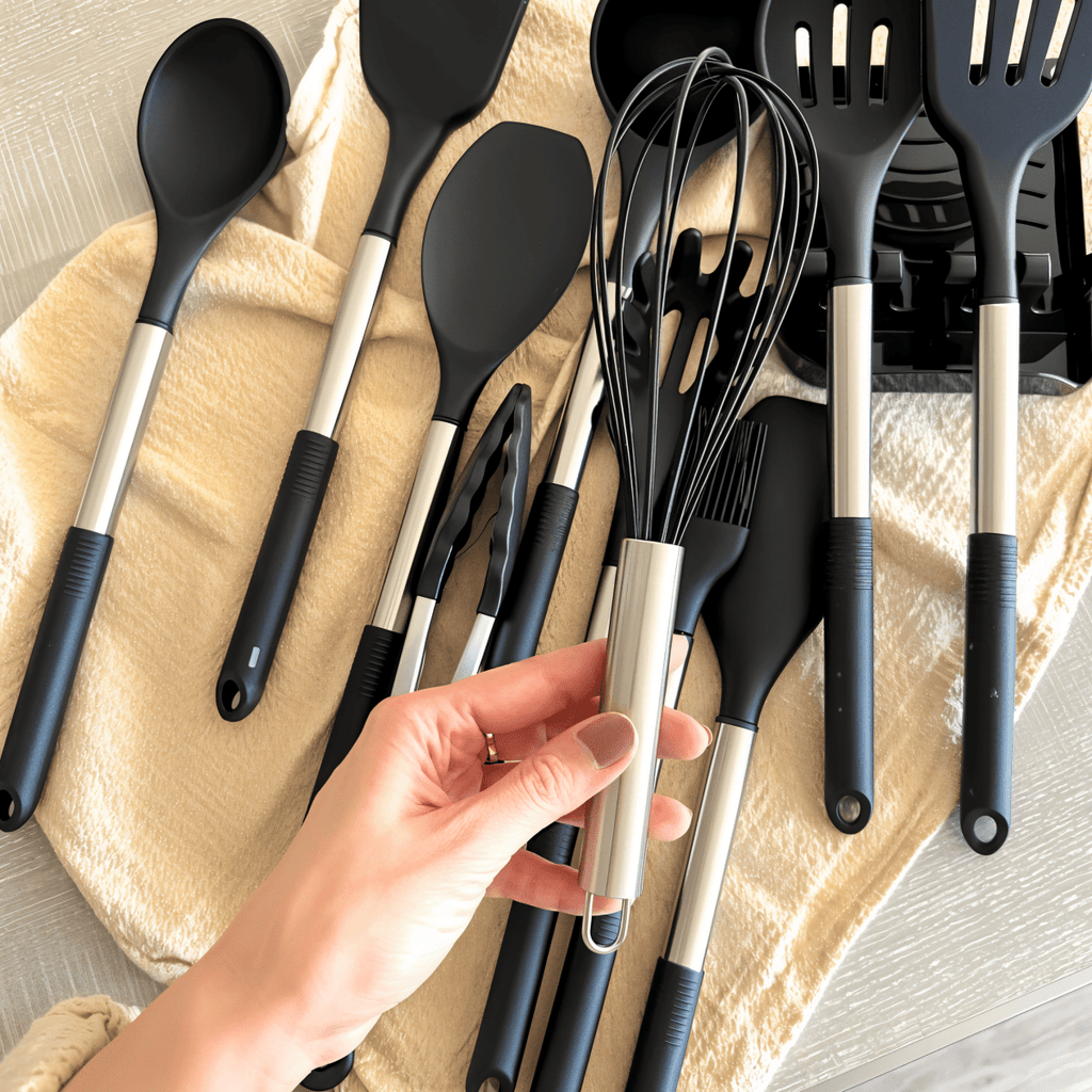 Culinara Pro - 12-Piece Silicone Kitchen Utensil Set with Spatula, Ladle & Whisks 6