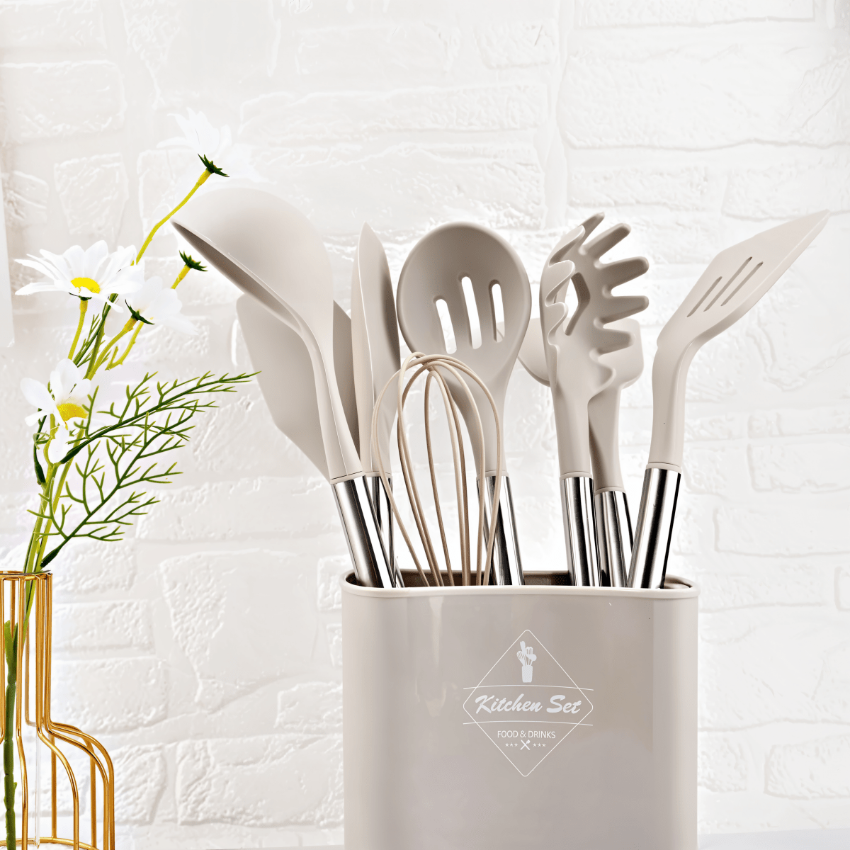 Culinara Pro - 12-Piece Silicone Kitchen Utensil Set with Spatula, Ladle & Whisks 0