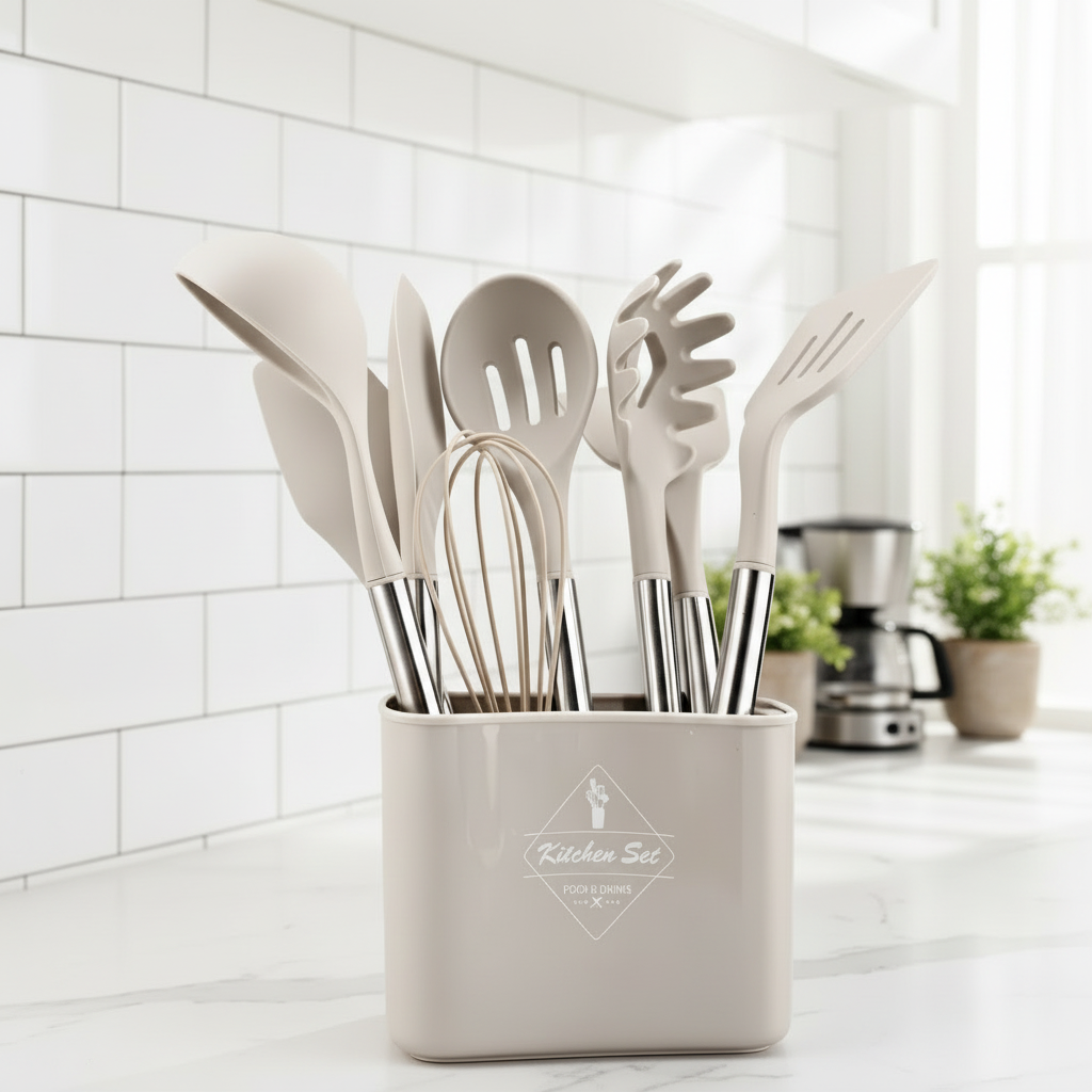 Culinara Pro - 12-Piece Silicone Kitchen Utensil Set with Spatula, Ladle & Whisks 0