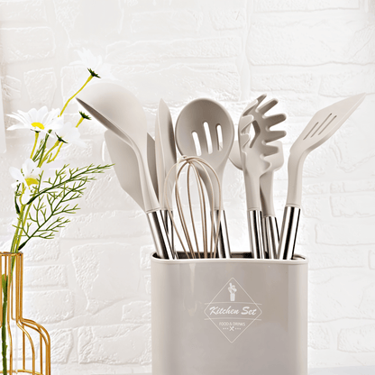Culinara Pro - 12-Piece Silicone Kitchen Utensil Set with Spatula, Ladle & Whisks 0