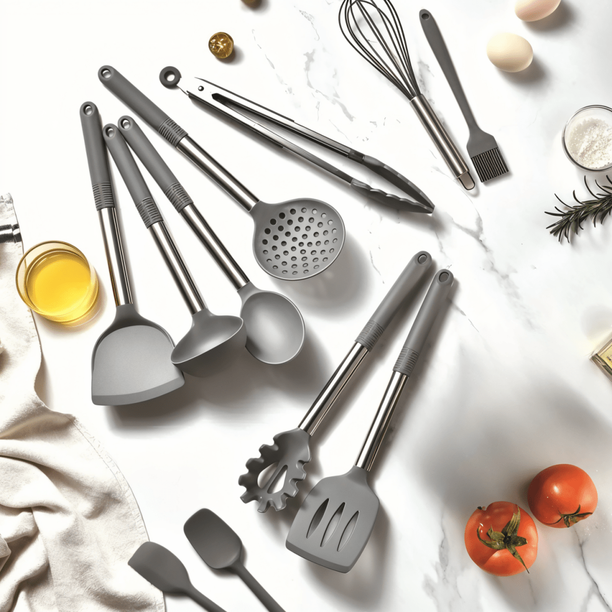 Culinara Pro - 12-Piece Silicone Kitchen Utensil Set with Spatula, Ladle & Whisks 3