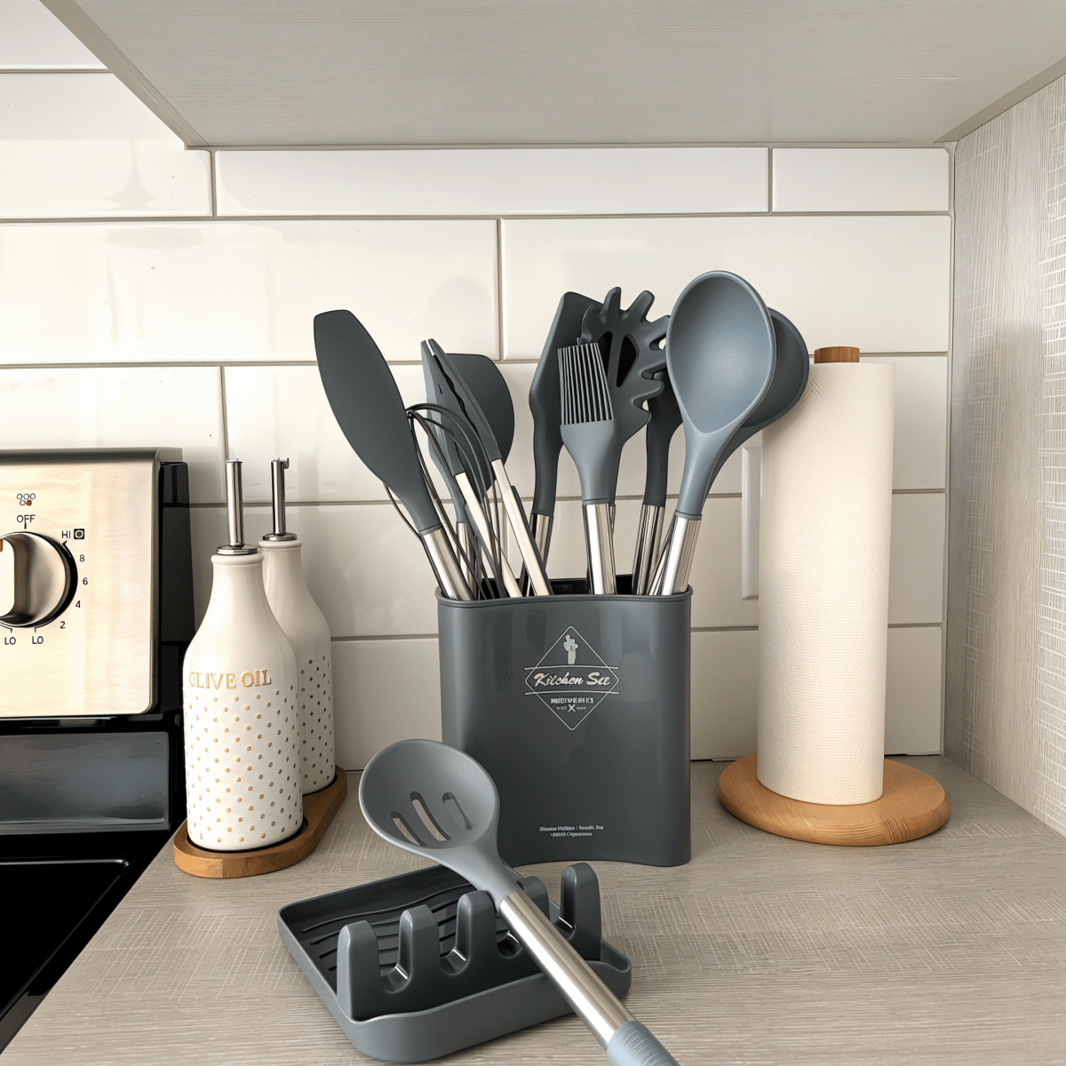 Culinara Pro - 12-Piece Silicone Kitchen Utensil Set with Spatula, Ladle & Whisks 2
