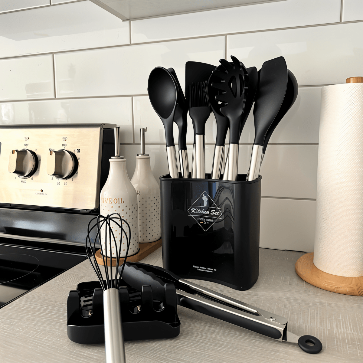 Culinara Pro - 12-Piece Silicone Kitchen Utensil Set with Spatula, Ladle & Whisks 7