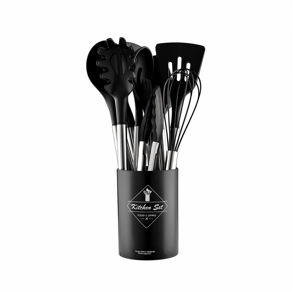 Culinara Pro - 12-Piece Silicone Kitchen Utensil Set with Spatula, Ladle & Whisks 8