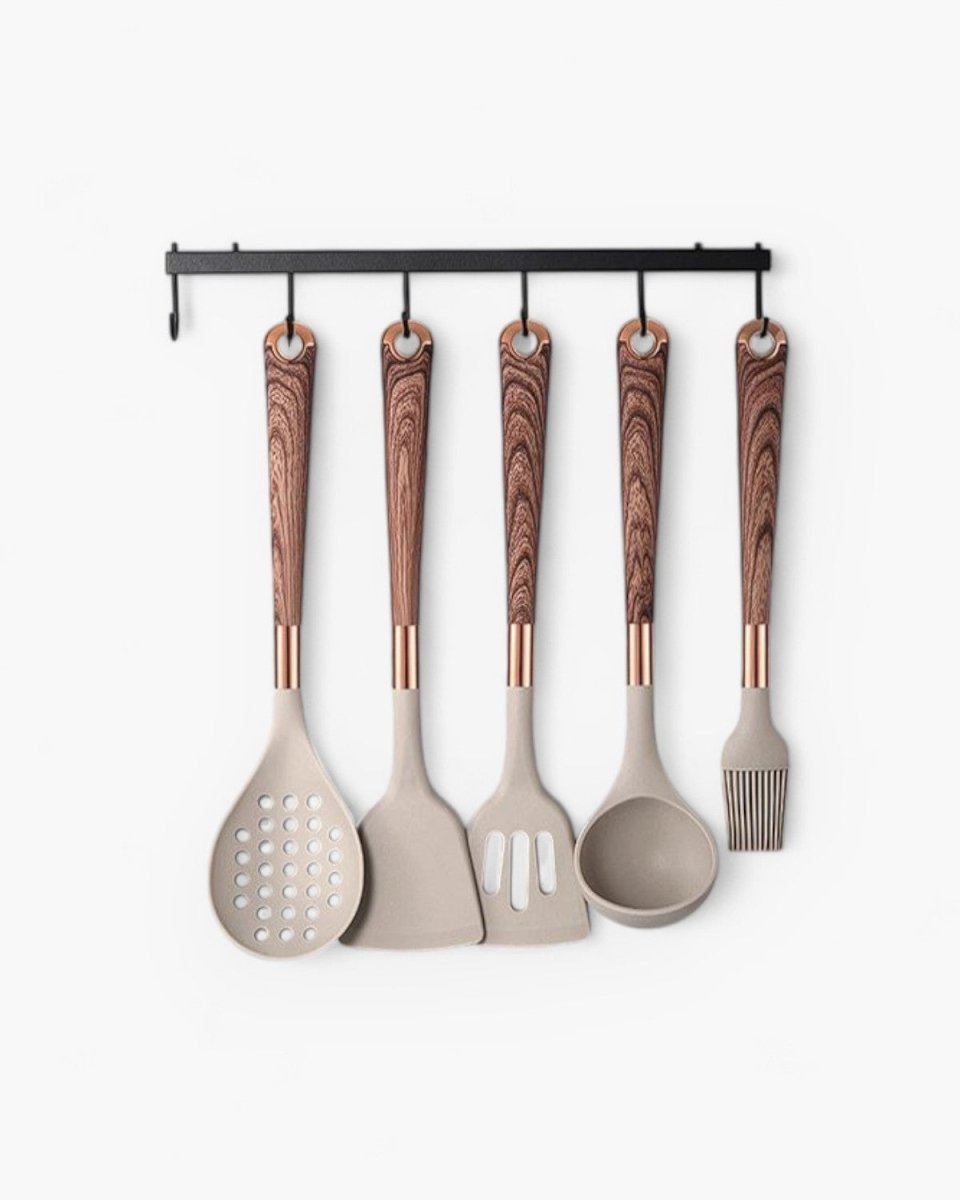 Cuivra - 11-Piece Kitchen Utensil Set with Faux Wood Handles & Silicone Heads 2