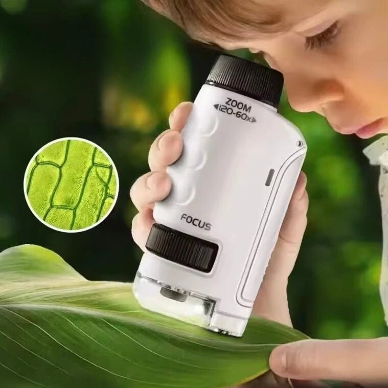 Kids Pocket Microscope - 60-120x Magnification with LED Light for STEM Learning 0