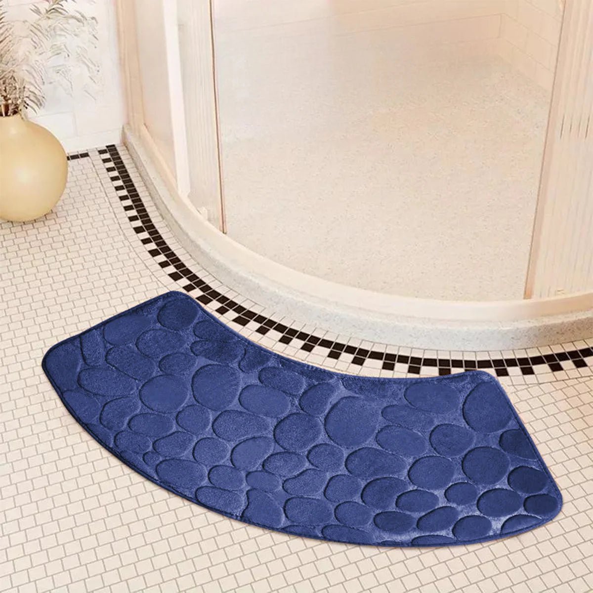 Tapis de salle de bain incurvé - Tapis de bain épais, absorbant et antidérapant pour la sécurité dans la salle de bain