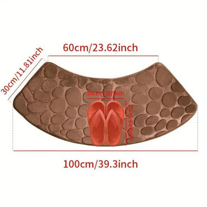 Curved Bathroom Mat - Thick Absorbent Non-Slip Bath Mat for Bathroom Safety