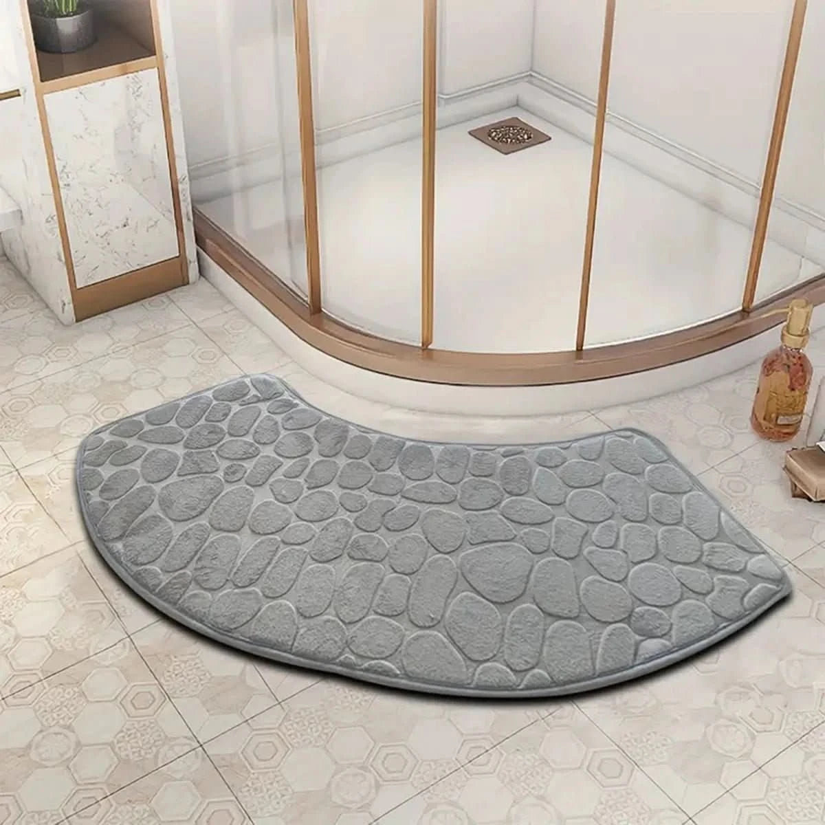 Tappetino da bagno curvo - Tappetino da bagno spesso, assorbente e antiscivolo per la sicurezza in bagno
