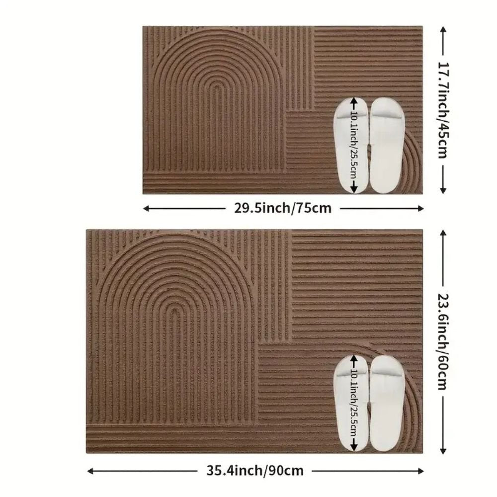 Curved Thread Line Door Mat - Microfiber Absorbent, Stylish & Washable 7