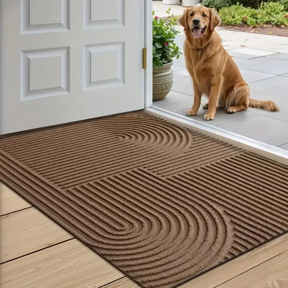 Curved Thread Line Door Mat - Microfiber Absorbent, Stylish & Washable 4