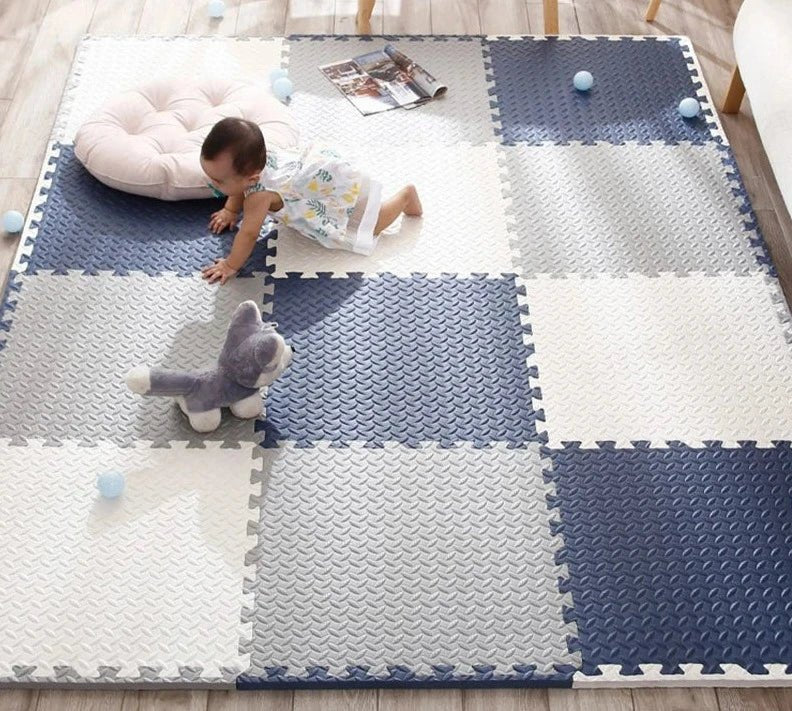 Cushioplay Baby Mat - tapis de jeu souple avec 12 pièces de puzzle - absorbant les chocs et non toxique pour ramper et jouer