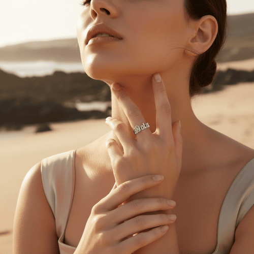 Ancient Script Custom Gold Silver Name Ring