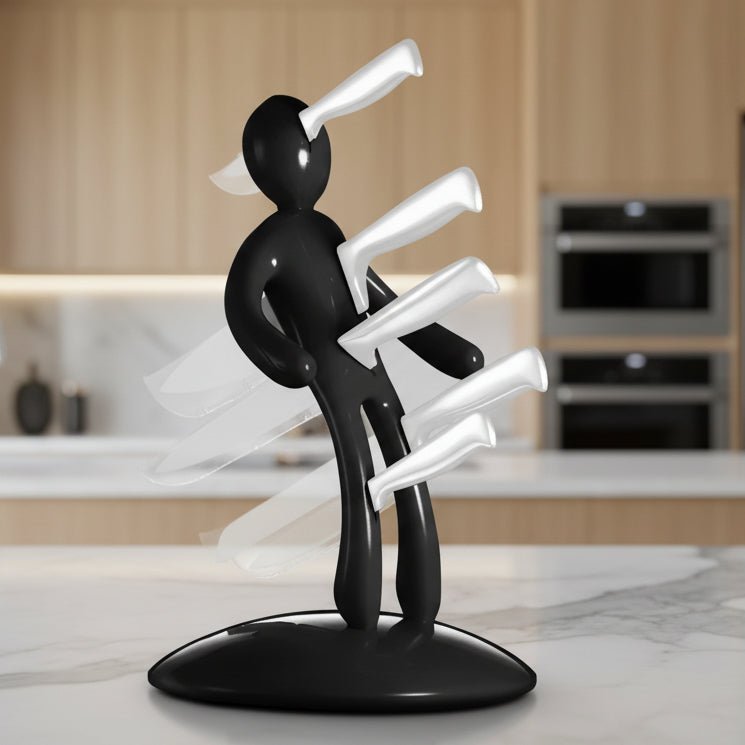 Artistic Humanoid Knife Holder - 5-Slot Eco-Friendly Kitchen Organizer 0