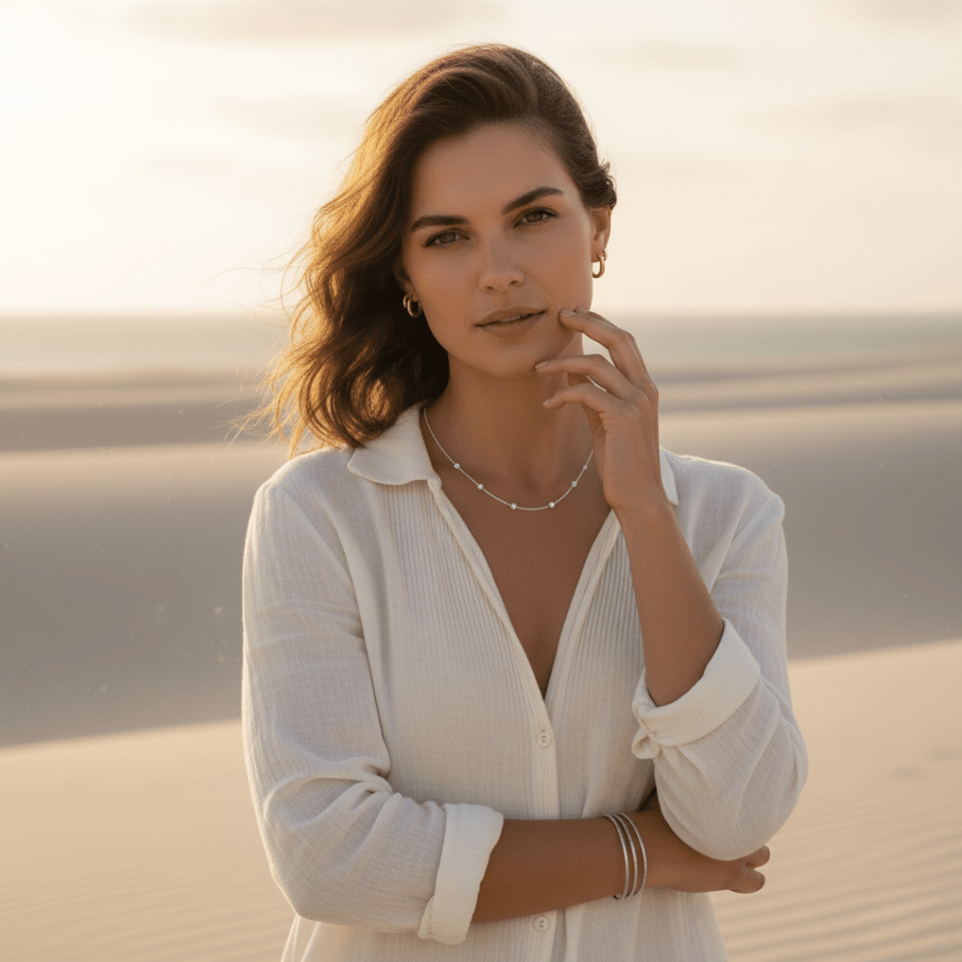 Dainty Opal Gold Necklace - Sterling Silver