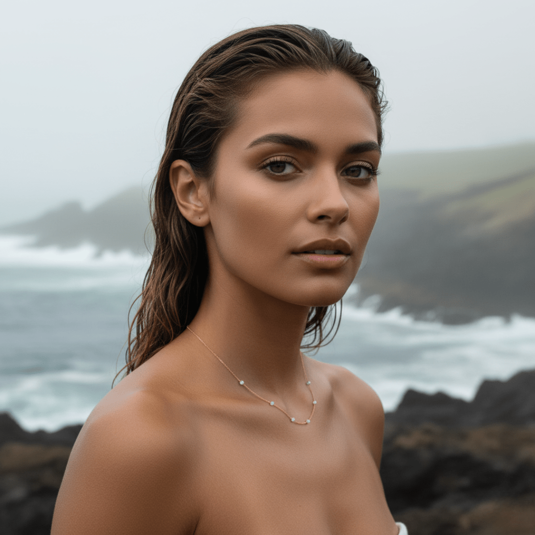 Dainty Opal Gold Necklace - Sterling Silver