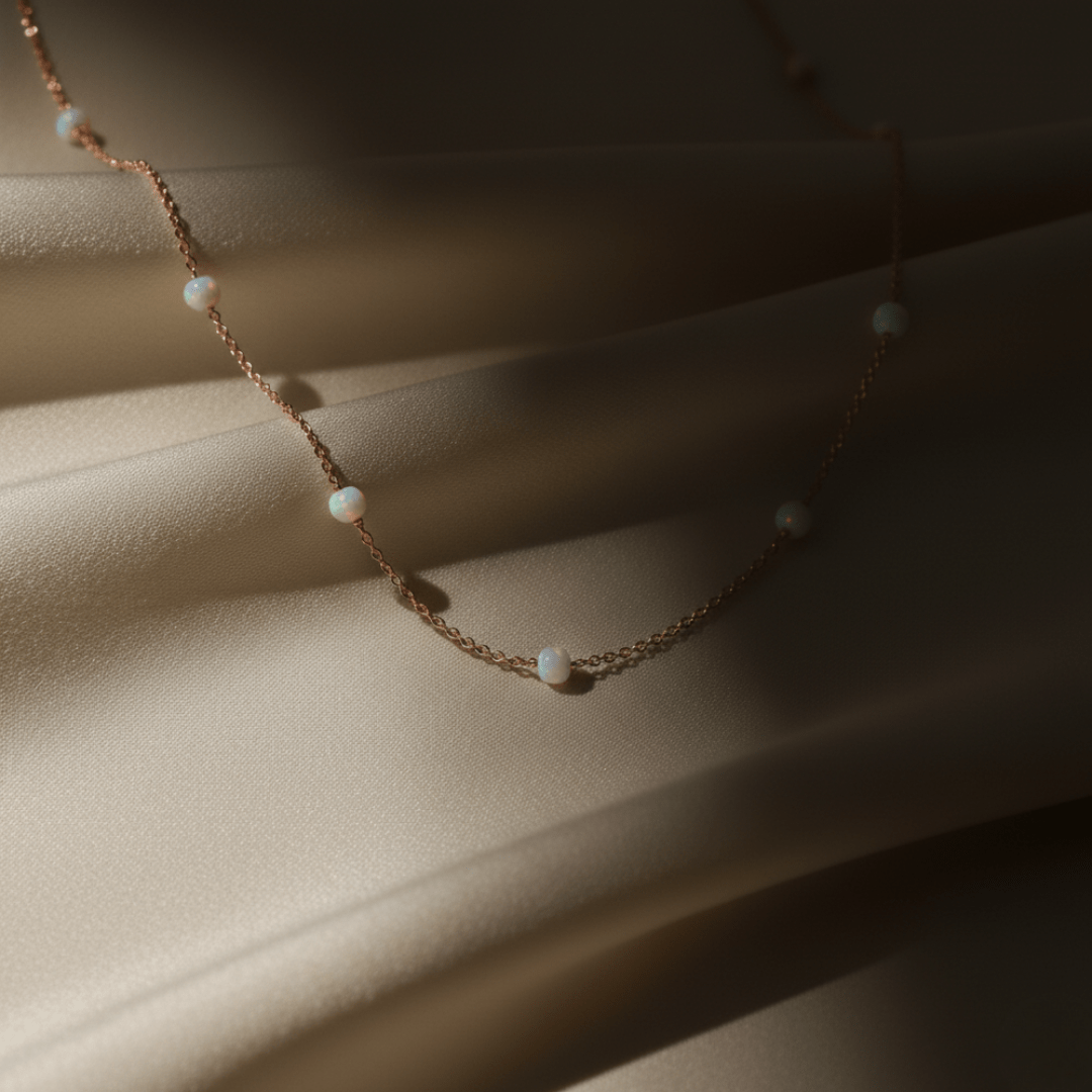 Dainty Opal Gold Necklace - Sterling Silver