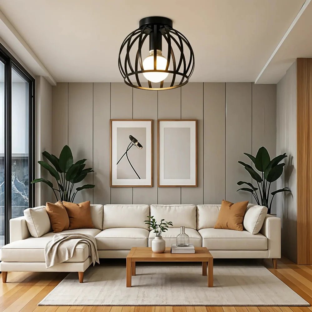 Industrial Ceiling Light - Vintage Black Metal Ceiling Lamp for Living Room 3